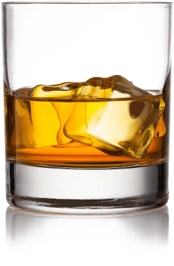 A glass of premium whisky on ice